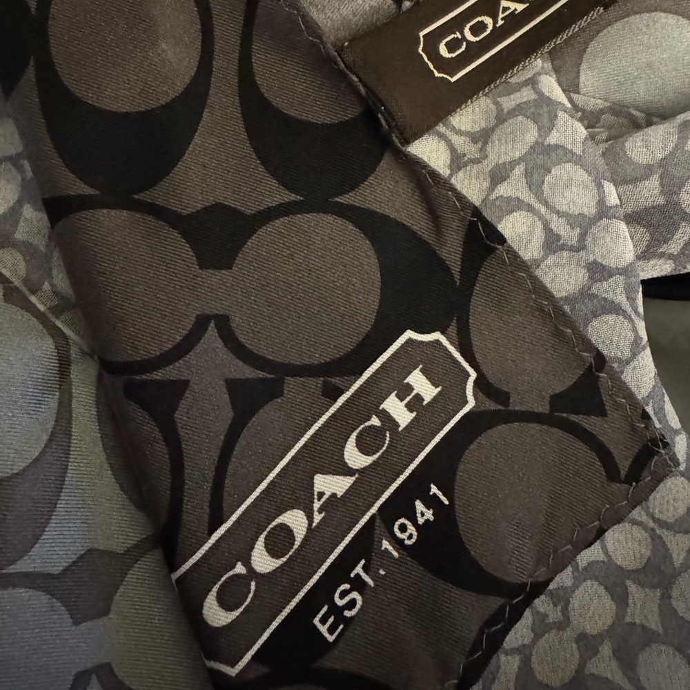 Coach Black and Gray Signature Silk Obling Scarf
